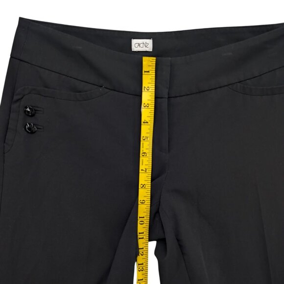 Cache Cropped Pants Womens Black Straight Leg Cuffed Flat Front Size 8 - Picture 9 of 12